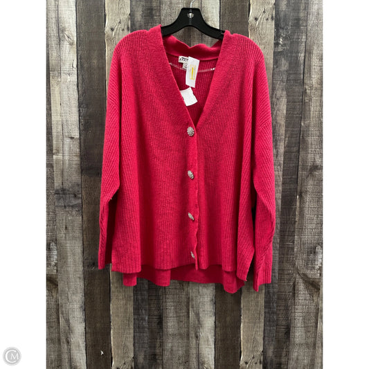 Sweater Cardigan By Ava & Viv In Pink, Size: 1x