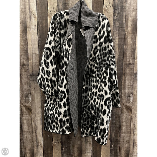 Sweater Cardigan By Liz Claiborne In Black & Grey, Size: 1x