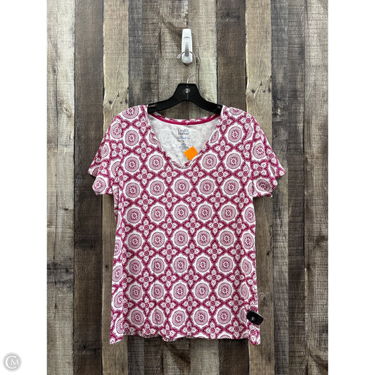 Top Short Sleeve By Croft And Barrow In Pink & White, Size: M