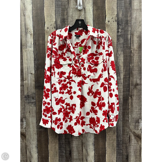 Top Long Sleeve By Ann Taylor In Red & White, Size: M