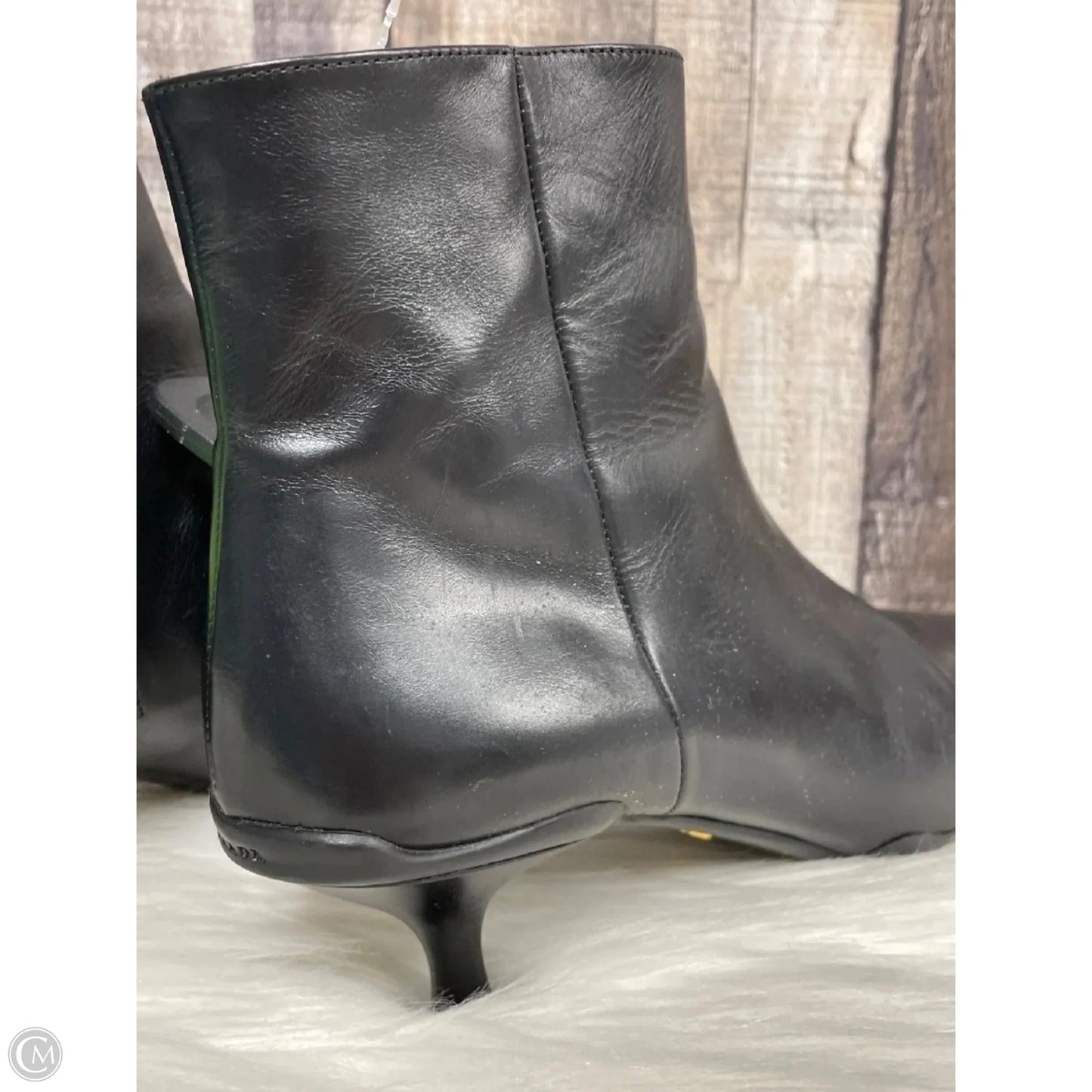 Boots Luxury Designer By Prada In Black, Size: 6.5