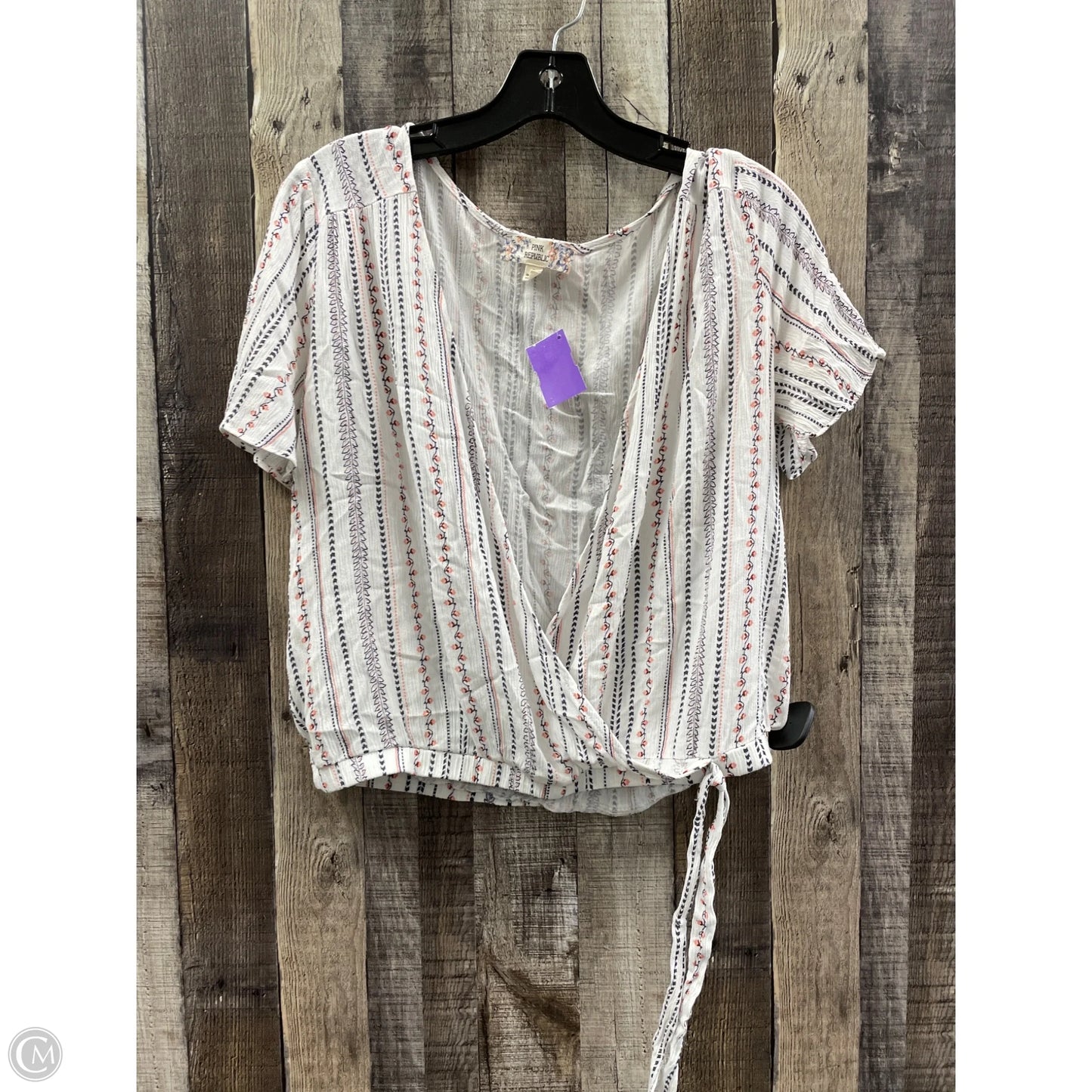 Top Short Sleeve By Pink Republic In Striped Pattern, Size: L