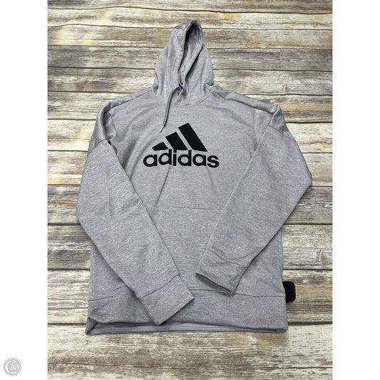 Athletic Sweatshirt Hoodie By Adidas In Grey, Size: S