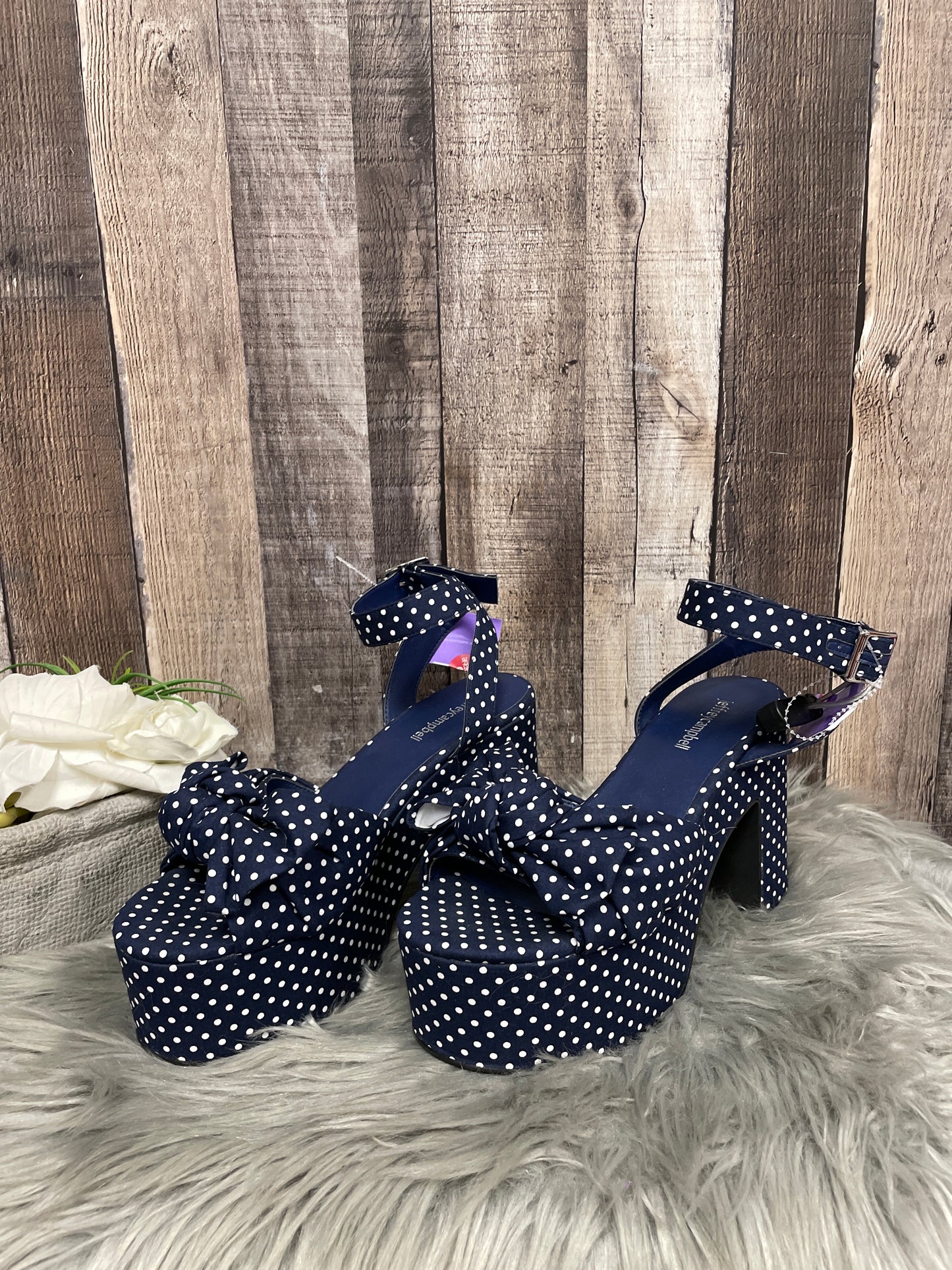 Polkadot Pattern Sandals Heels Block Jeffery Campbell, Size 8