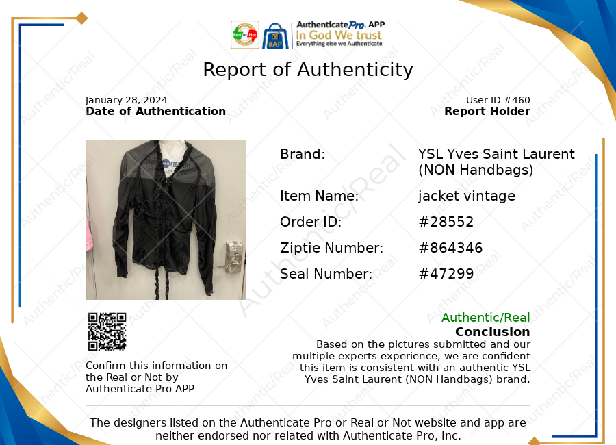 Jacket Luxury Designer By Yves Saint Laurent  Size: S
